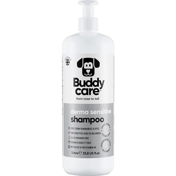 Buddycare Derma Sensitive Shampoo, Hundeshampoo für empfindliche Haut mit Aloe Vera und Pro-Vitamin B5, 1L – Bild 1