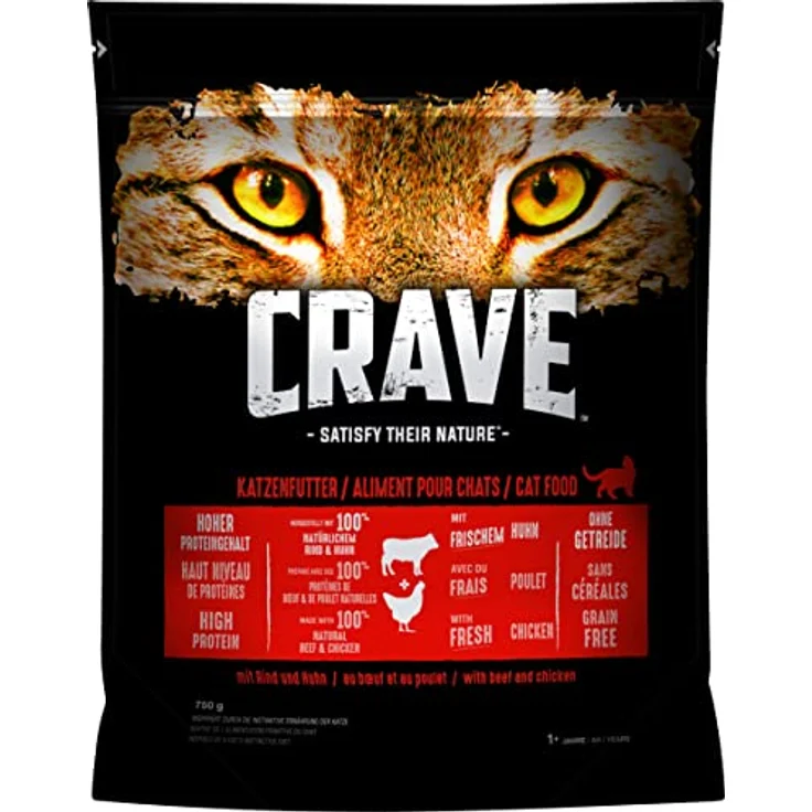 CRAVE Alleinfuttermittel für ausgewachsene Katzen, Trockenfutter mit hohem tierischen Proteinanteil, Braun, 750 g (6er Pack) – Bild 2