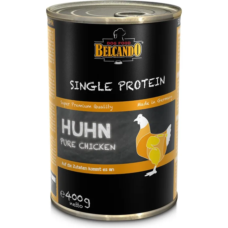 Belcando Single Protein Huhn, Monoprotein Nassfutter für Hunde, 6x400g, ideal für Barfer und bei Futtermittelunverträglichkeiten