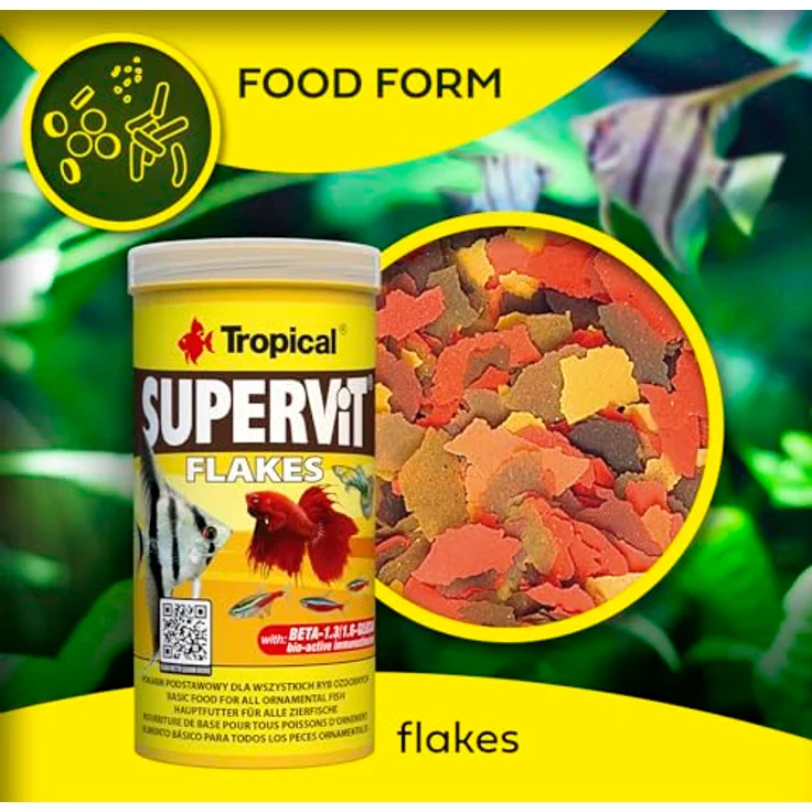 Tropical Supervit Premium Hauptfutter, Flockenfutter für alle Zierfische, mit Vitamin C und Beta Glucan, 1 l – Bild 2