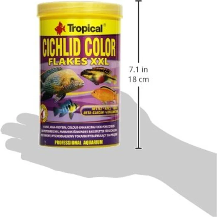 Tropical Cichlid Color Flakes XXL, Proteinreiches Farbverstärkendes Flockenfutter für Cichliden, 1 l – Bild 3