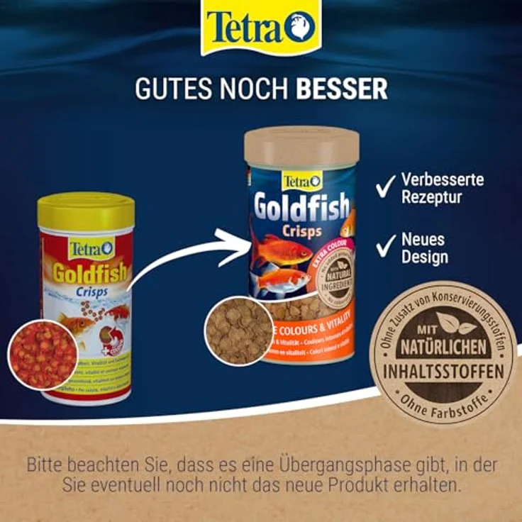 Tetra Goldfish Crisps, Fischfutter in Crisp-Form mit optimiertem Protein-Fett Verhältnis, 250 ml Dose – Bild 2