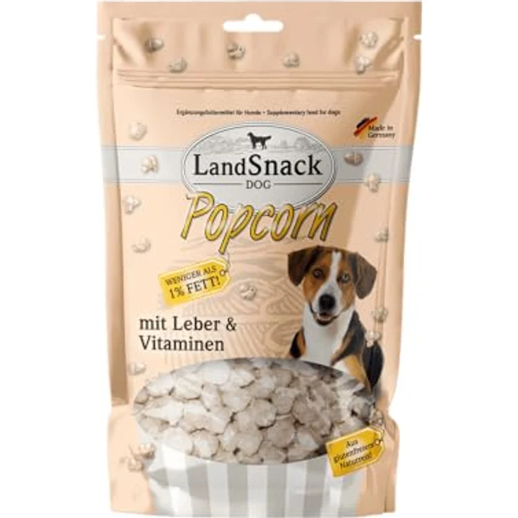 LandSnack Dog Popcorn, Reissnack für Hunde mit weniger als 1% Fett, glutenfrei und zuckerfrei, 100g – Bild 1