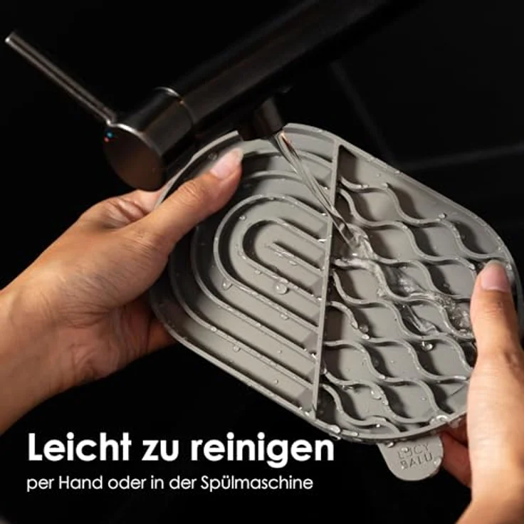 LucyBalu® ZENPAD Schleckmatte für Katzen | Lebensmittelechte Silikonmatte zum Schlecken | Rutschfest, Leicht zu Reinigen, Taupe – Bild 5