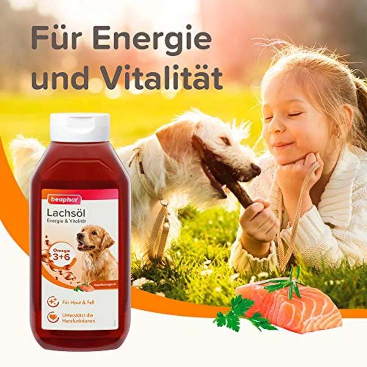 Beaphar Lachsöl 430 ml, hochwertiges Fischöl mit 17,4% Omega-3 und 20% Omega-6 für Hunde und Katzen – Bild 2