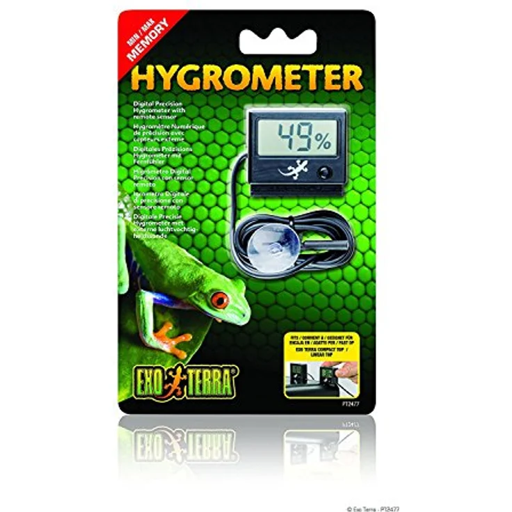 Exo Terra Hygrometer Digital mit Fernsensor, präzise Luftfeuchtigkeitsmessung, Speicherung von Höchst- und Tiefstwerten, geeignet für Compact Top und Dual Top – Bild 1