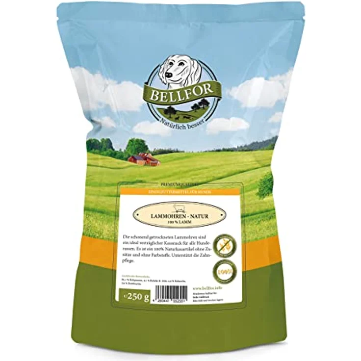 Bellfor Lamm-Ohren ohne Fell, gesunder Hundesnack aus 100% Lamm, 250 g, ohne Zusätze und Geschmacksverstärker – Bild 1