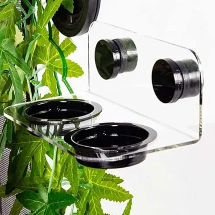ReptiZoo Doppel-Futterstation magnetisch transparent 15 x 8 x 6,2 cm