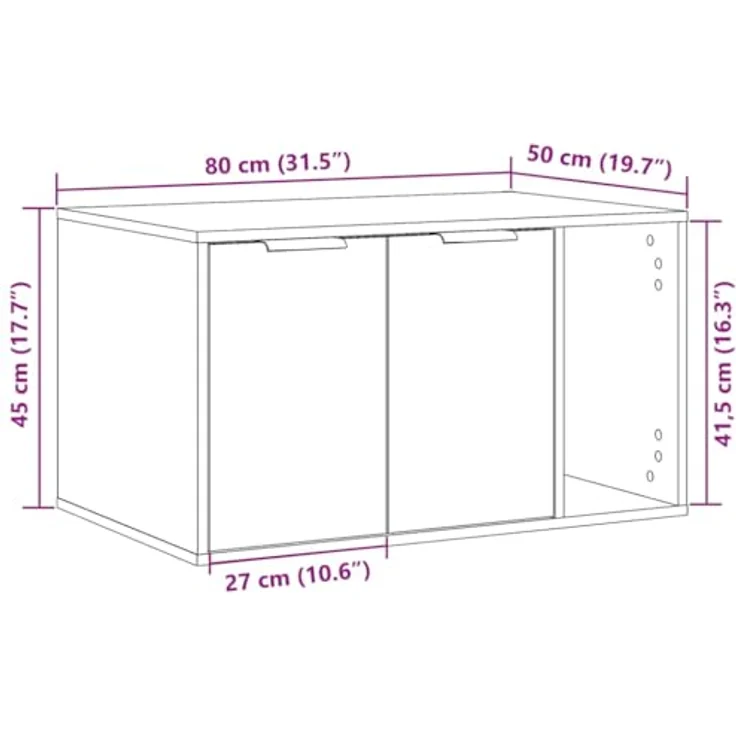 vidaXL Katzentoilette, Katzenklo Weiß 80x50x45 cm Holzwerkstoff, Verstecktes Design, Vielseitig einsetzbar, Individuell anpassbare Installation – Bild 5