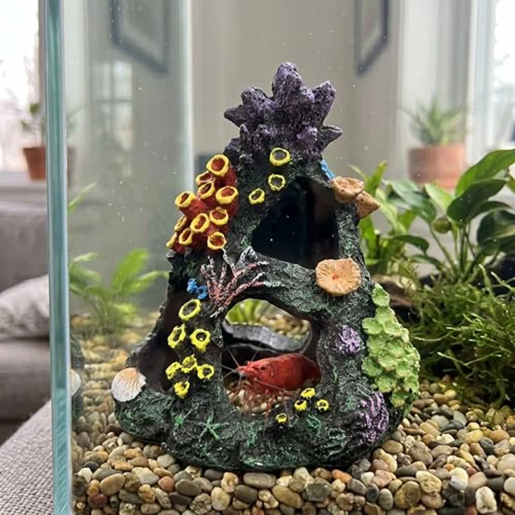 relaxdays Aquariendeko Korallenriff, detailreiche Aquarium-Dekoration aus ungiftigem Kunstharz, bunt, für Süß- und Salzwasserbecken, H 15 cm – Bild 5