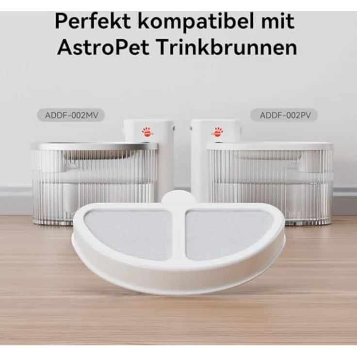 AstroPet Trinkbrunnen ADDF-002MV, Kabelloser Katzenbrunnen mit 2,5L Edelstahl-Trinkschale und Filterwechsel-Erinnerung – Bild 2