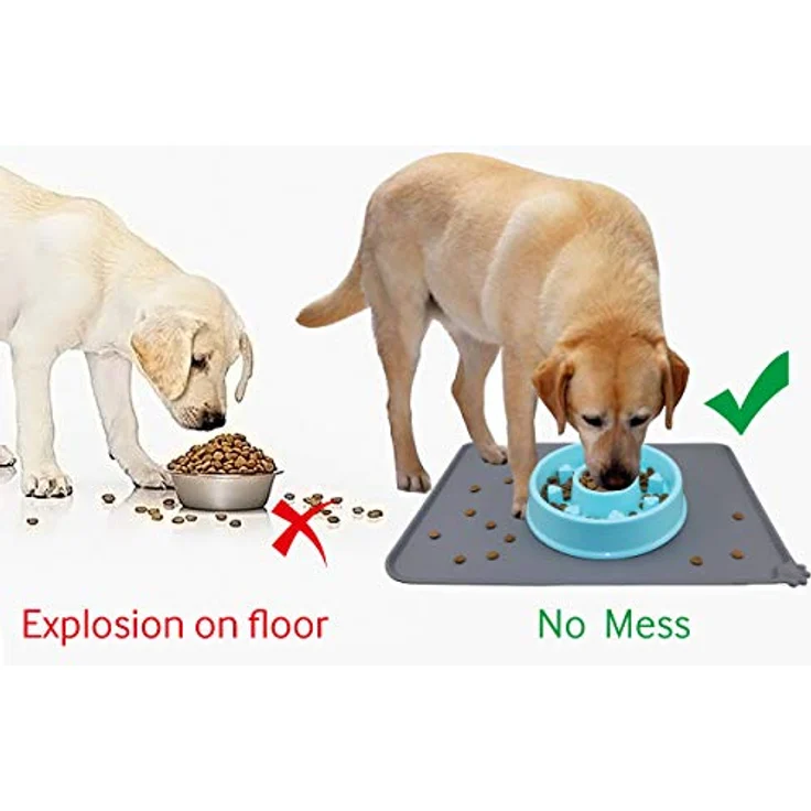 Joytale Silikon-Futtermatte für Hunde, rutschfest und wasserdicht mit erhöhtem Rand, 53 x 37 cm, Grau – Bild 4