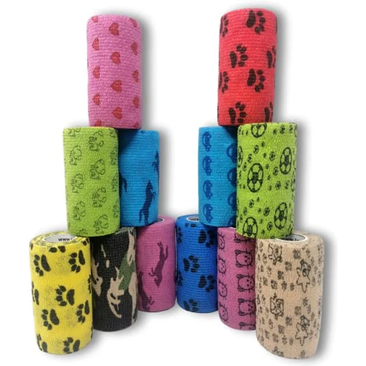 LisaCare Bandage selbsthaftend, 10cm x 4,5m, 12er-Set bunter Motiv-Mix, elastisch, dehnbar, kohäsiv, ohne Kleber, schmutz- und wasserabweisend – Bild 1