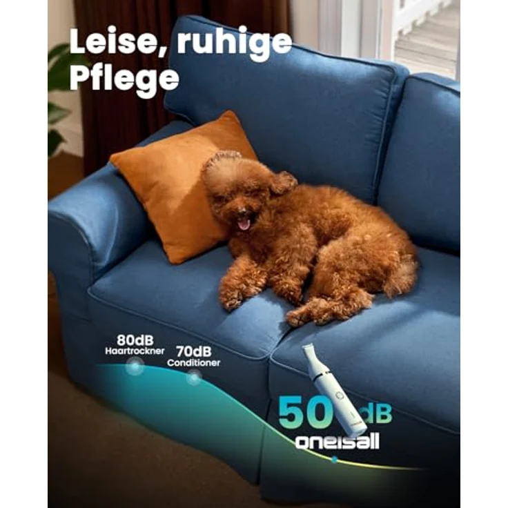 oneisall Pfotentrimmer für Hunde, Doppelklingen 2-Gang Schermaschine, leise und schnurlos für Pfoten, Augen, Ohren, Gesicht, Körper (weiß) – Bild 5