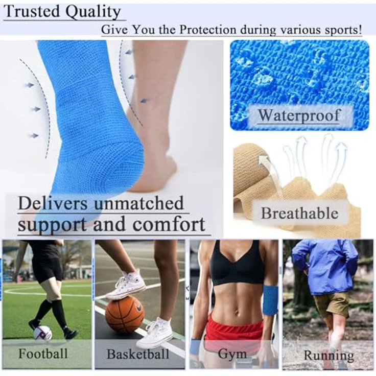 NELLHOMY 8 Rollen Selbstklebender Verband Bandage, 10cm x 4,5m, Atmungsaktive Elastische Fixierbinde für Sport und Tierpflege, Kohäsive Bandage für Katze, Hund und Pferd – Bild 3
