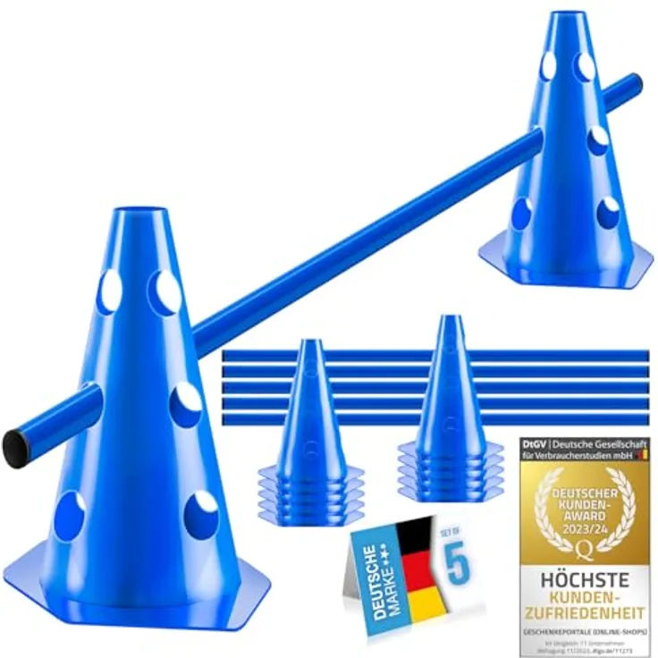 all Pets United® Agility Set Hunde – 5 Cavaletti Steckhürden à 100cm, flexible mit kippsicheren Hütchen für sicheres Agility Training, wetterfest und kompakt