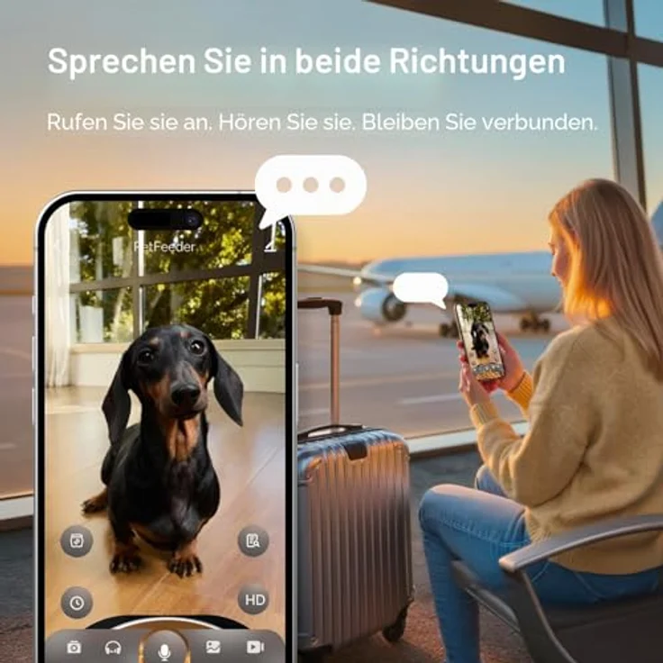 MOLLY&CODY Futterautomat Katze mit Kamera 6L, automatischer Futterspender für Katzen und Hunde, App-Steuerung, 2-Wege-Audio, Nachtsicht, Edelstahl-Schüssel (Weiß & Rot) – Bild 4