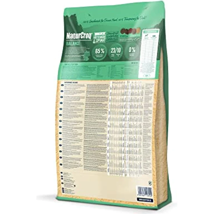 Happy Dog NaturCroq Balance, Trockenfutter mit heimischen Kräutern für ausgewachsene Hunde, 15 kg, aus Hüttenkäse und Spinat, nachhaltig produziert – Bild 2
