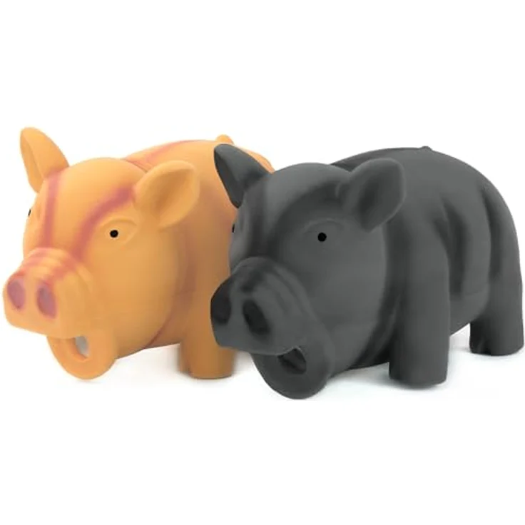 Chiwava Quitschendes Hundespielzeug 2er Set, Latex Schwein mit Grunzgeräusch, 16,5 cm für mittelgroße Hunde bis 25 kg – Bild 2