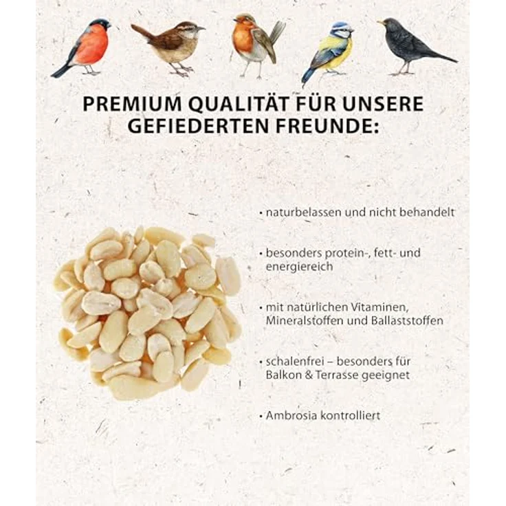 Dehner Natura Premium Wildvogelfutter, halbe/ganz Erdnüsse schalenfrei, proteinreich und energiereich, 3.4 kg – Bild 4