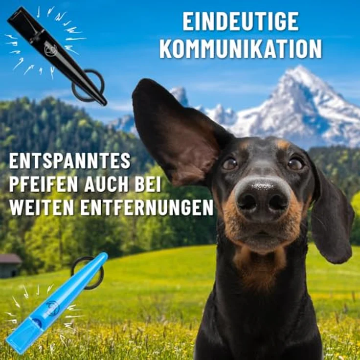 GIZZY® 2X Hundepfeife, lauter & weitreichender Pfeifton, ideal für Hundetraining und Rückruf, inkl. wertigem Band (blau) – Bild 4