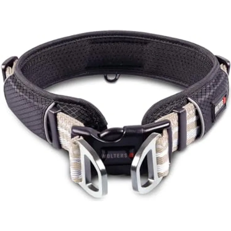 Wolters Active Pro Hundehalsband Gr.3 45-52 cm x 4 cm, champagner/silber, gepolstert mit atmungsaktivem Mesh, reflektierende Nähte, inkl. Leine