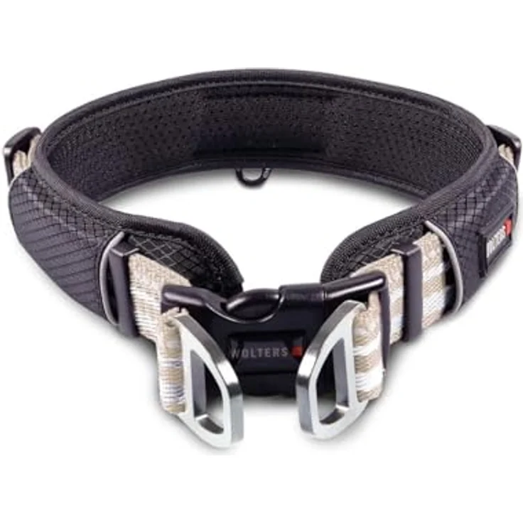Wolters Active Pro Hundehalsband Gr.3 45-52 cm x 4 cm, champagner/silber, gepolstert mit atmungsaktivem Mesh, reflektierende Nähte, inkl. Leine – Bild 1