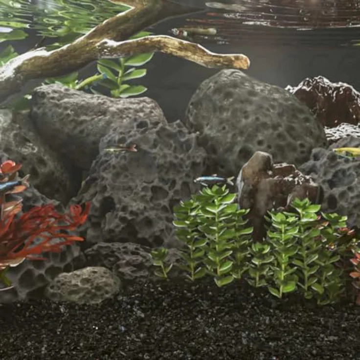 vidaXL Aquariendeko Lavagranulat, 10 kg Schwarz, 100% natürliches Vulkangestein für Süß- und Salzwasser-Aquarien, 10-30 cm – Bild 2