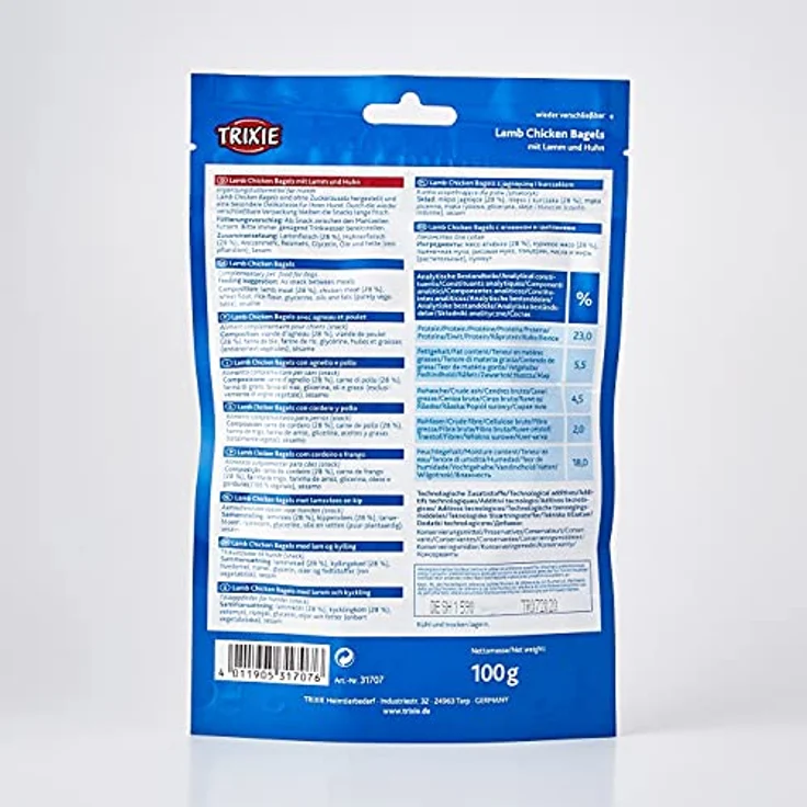TRIXIE Premio Lamb Chicken Bagels, Hundesnack mit 56% Fleischanteil, hochproteinhaltig, 100 g im wieder verschließbaren Beutel – Bild 2