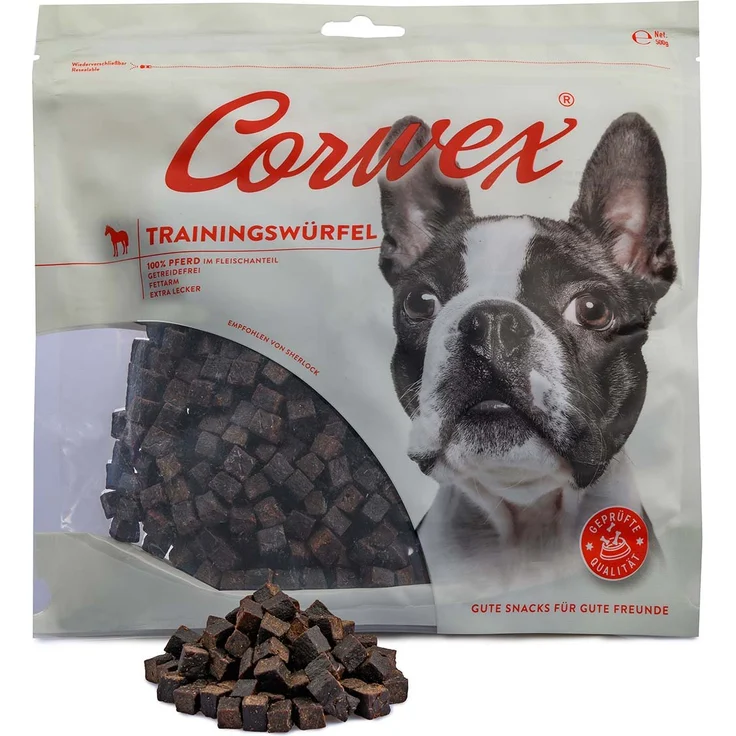 Corwex Trainingswürfel Pferd 500g, getreidefreie Hundesnacks mit über 90% Pferdefleisch, ideal für Hundeschule und Gassi