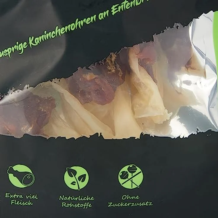 SnackOMio Premium Hundesnack, knusprige Kaninchenohren an Entenbrustfilet, getreidefrei, 70g – Bild 2