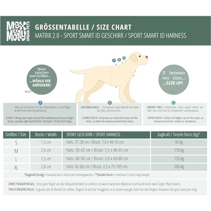 Max & Molly Sport Hundegeschirr Matrix 2.0, gepolstert und reflektierend für mittelgroße Hunde, Stein, mit Gotcha! Smart ID Sicherheitsanhänger – Bild 2