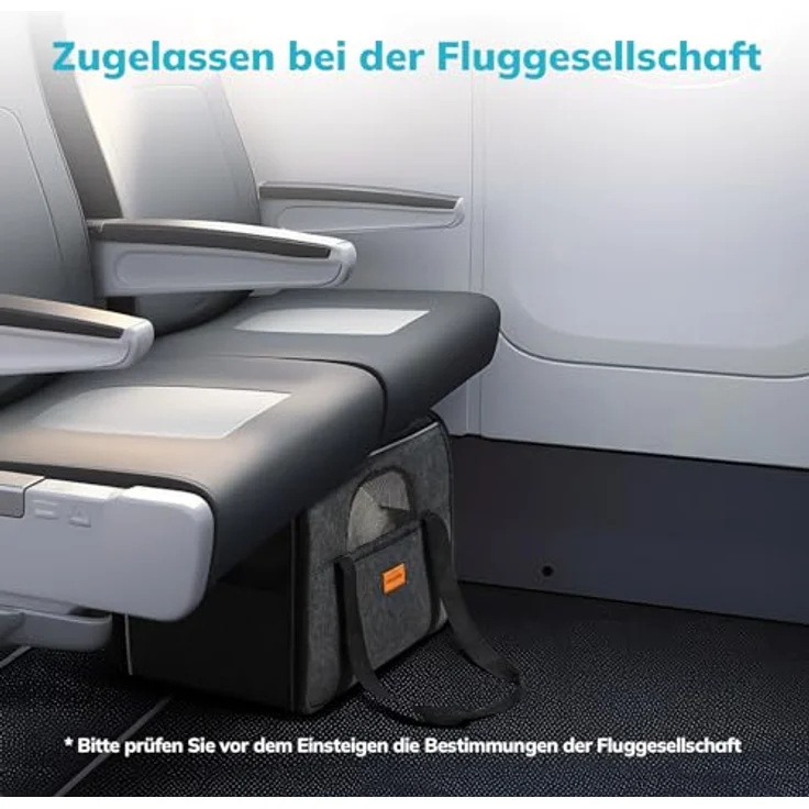 Morpilot Katzentransportbox für große Katzen und Welpen bis 7kg, faltbare Hundetasche mit Sicherheitsreißverschlüssen, inklusive langlebigem Kissen und tragbarer Schüssel, grau – Bild 3