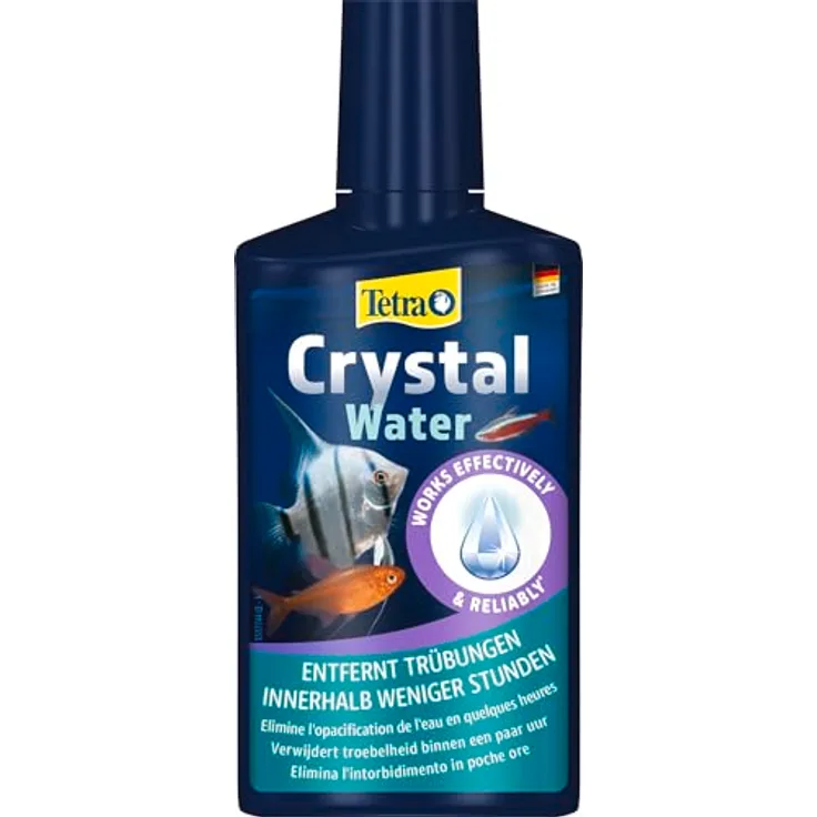 Tetra CrystalWater, Wasserklärer für kristallklares Aquarienwasser, entfernt Trübungen in 2-12 Stunden, 250 ml Flasche