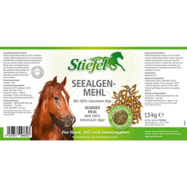 Stiefel Seealgenmehl für Pferde, 100% naturbelassene Seealgen, unterstützt Haut & Fell sowie das Immunsystem, 1,5 kg – Bild 5