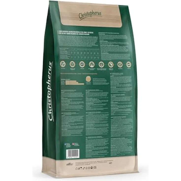 Christopherus Grainfree Senior, Vollnahrung für futtersensible Hunde ab 6 Jahren, Trockenfutter mit Ente und Kartoffel, Krokettengröße ca. 1 cm, 4 kg – Bild 5