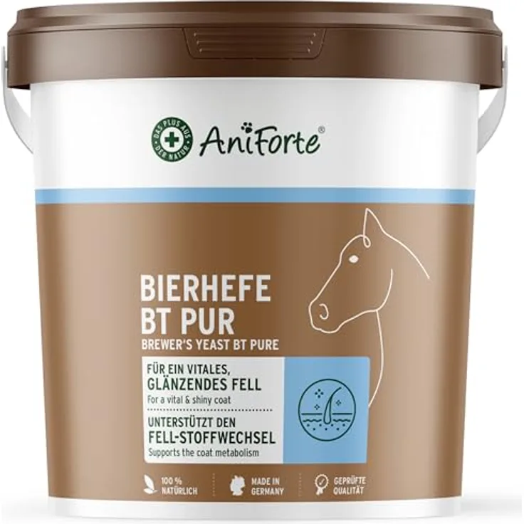 AniForte Bierhefe BT Pur, 5 kg Ergänzungsfuttermittel für Pferde, unterstützt Magen-Darm-Funktion und sorgt für glänzendes Fell