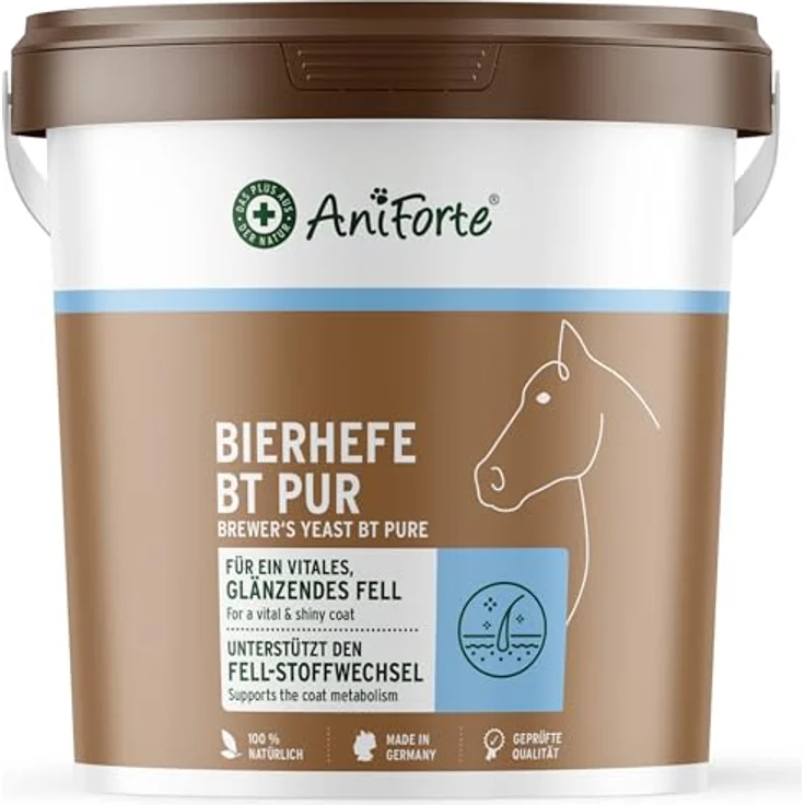 AniForte Bierhefe BT Pur, 5 kg Ergänzungsfuttermittel für Pferde, unterstützt Magen-Darm-Funktion und sorgt für glänzendes Fell – Bild 1