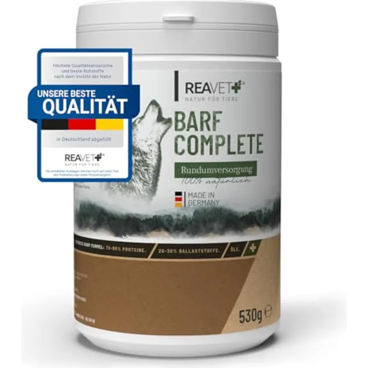ReaVET Barf Complete Hund Pulver 530g - Natürliche Futterergänzung mit Vitaminen & Mineralien für eine ausgewogene Rohfütterung