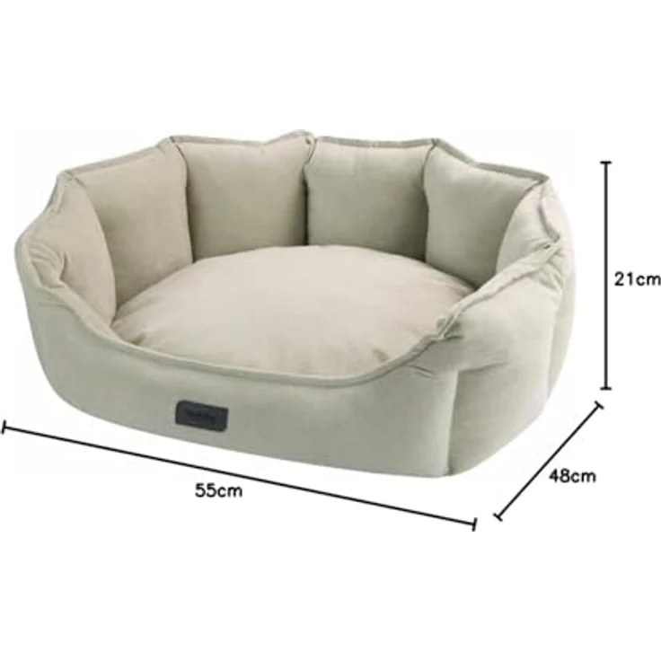 Nobby Komfort Bett oval Cordo, kuschelig weiches Material in beige, Anti-Rutsch-Beschichtung, 55 x 50 x 21 cm – Bild 3