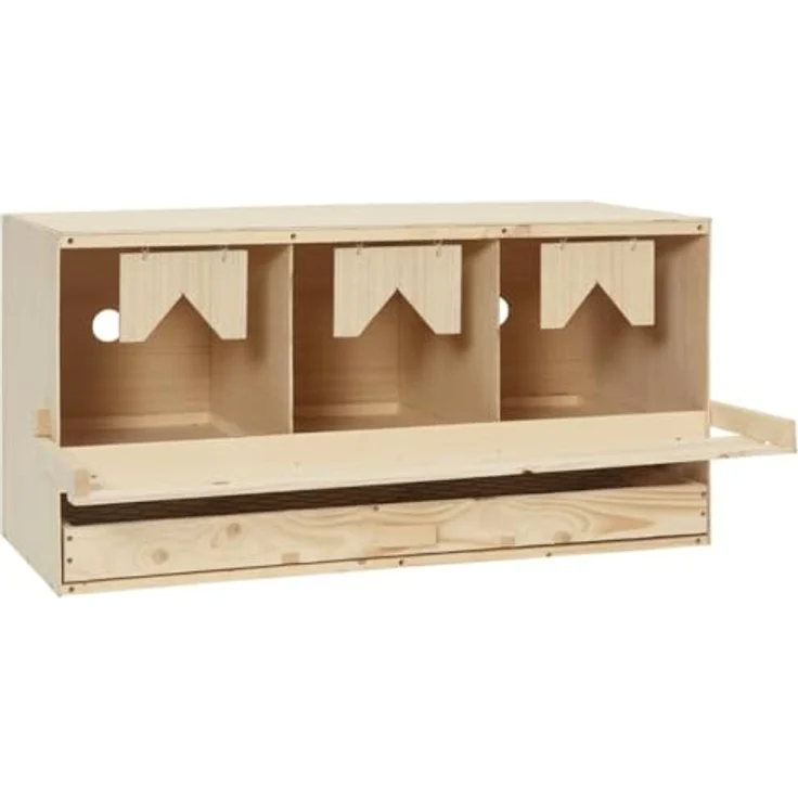 vidaXL Legenest Hühnernest 3 Fächer 72 x 33 x 38 cm Massivholz Kiefer – Bild 5