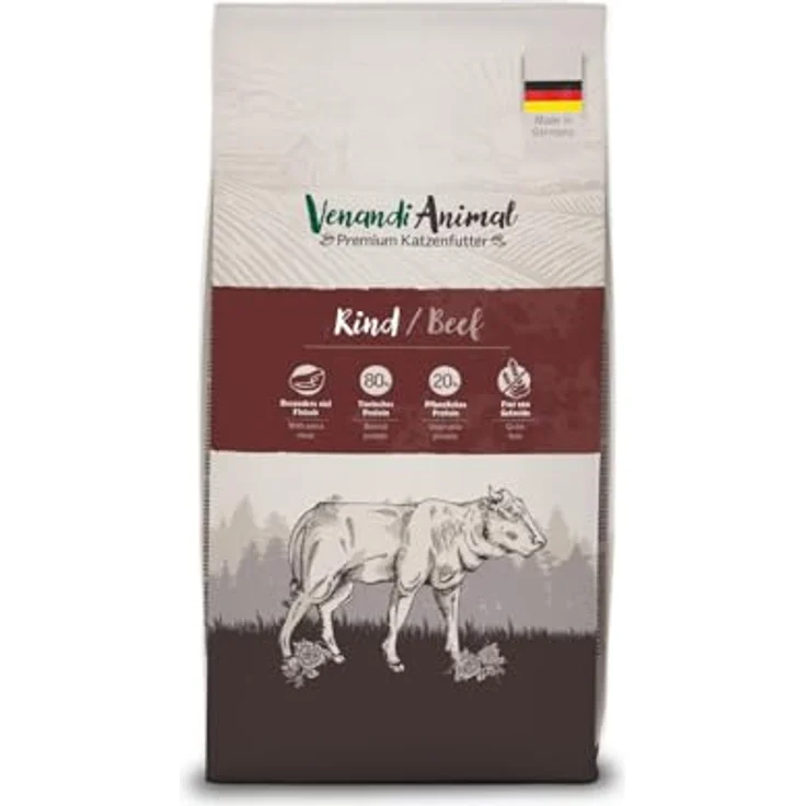 Venandi Animal Premium Katzenfutter Rind, getreidefrei, mit hohem Fleischanteil, 1,5kg Packung – Bild 1