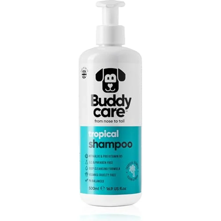 Buddycare Tropisches Hundeshampoo, Tiefenreinigendes Shampoo mit Aloe Vera und Pro-Vitamin B5, 500ml, erfrischender Duft – Bild 1
