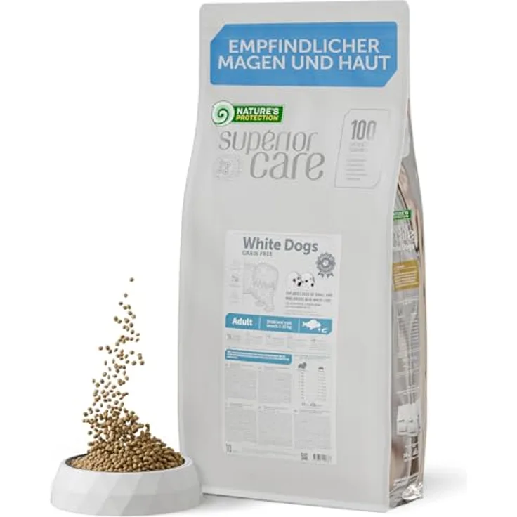 Nature's Protection Superior Care Hundefutter Trocken, Getreidefrei für kleine & Mini-Rassen, hypoallergen mit Weißfisch, 10kg