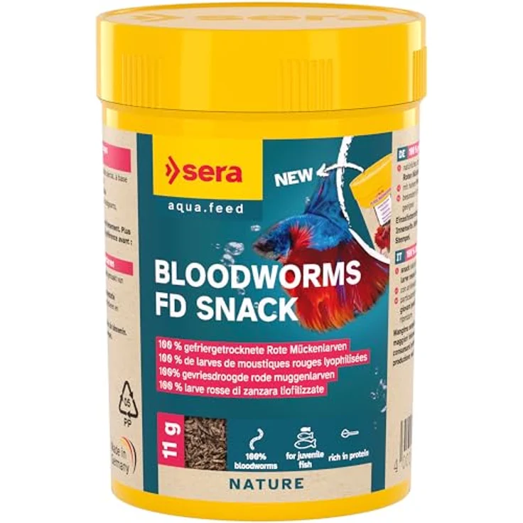 Sera Bloodworms FD Snack, 100 ml Fischfutter mit bioverfügbaren Mineralstoffen für gesundes Aquarienwasser – Bild 1