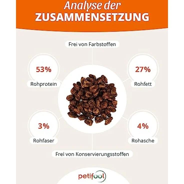 petifool Koi Seidenraupen 1,5kg – getrocknete Seidenraupen, 100% natürlich, proteinreicher Insektensnack für Schildkröten, Fische, Vögel und Reptilien – Bild 4