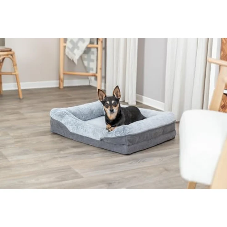 TRIXIE Tierbett Vital Bett Lino grau/hellgrau für Hunde, orthopädisch mit 2-Schichtsystem, Memory-Effekt – Bild 7