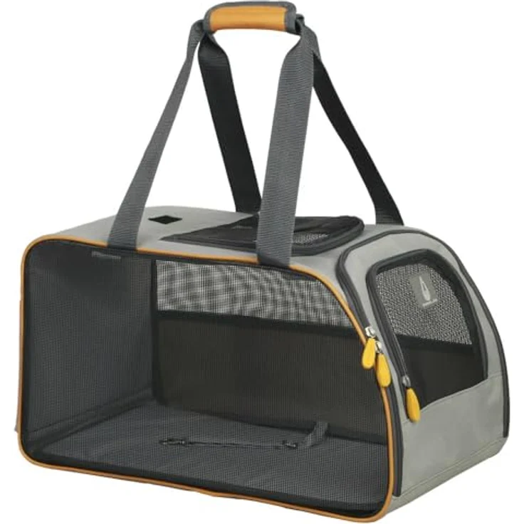 Nobby Tiertransporttasche Tasche Walney für Katzen, strapazierfähige Mikrofaser, gute Durchlüftung, 2 Utensilienfächer, 48 x 30 x 27 cm, blau – Bild 2