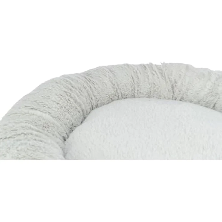 TRIXIE Hundebett Jimmy Soft, rundes Tierbett aus Softplüsch, hellgrau mit integriertem Kissen – Bild 5