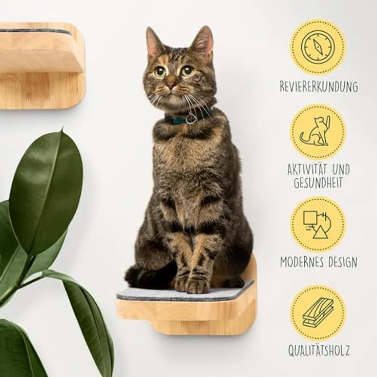 Happypet Kratzbaum, 3er-Set Katzentreppen, Designer Catwalk, Massivholz, Filzbezug – Bild 7
